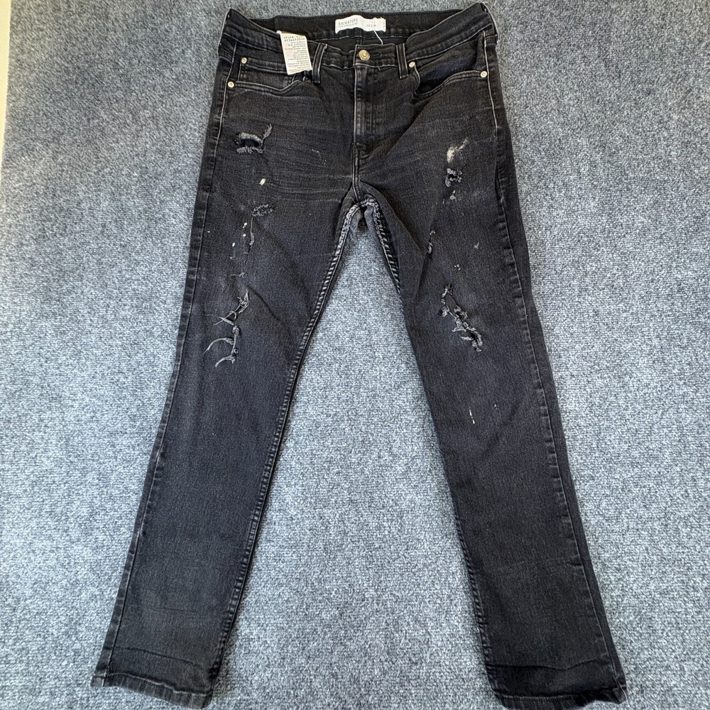 Signature By Levi Strauss & Co. Jeans Mens 33x28.5 Black Denim Cotton Slim Fit